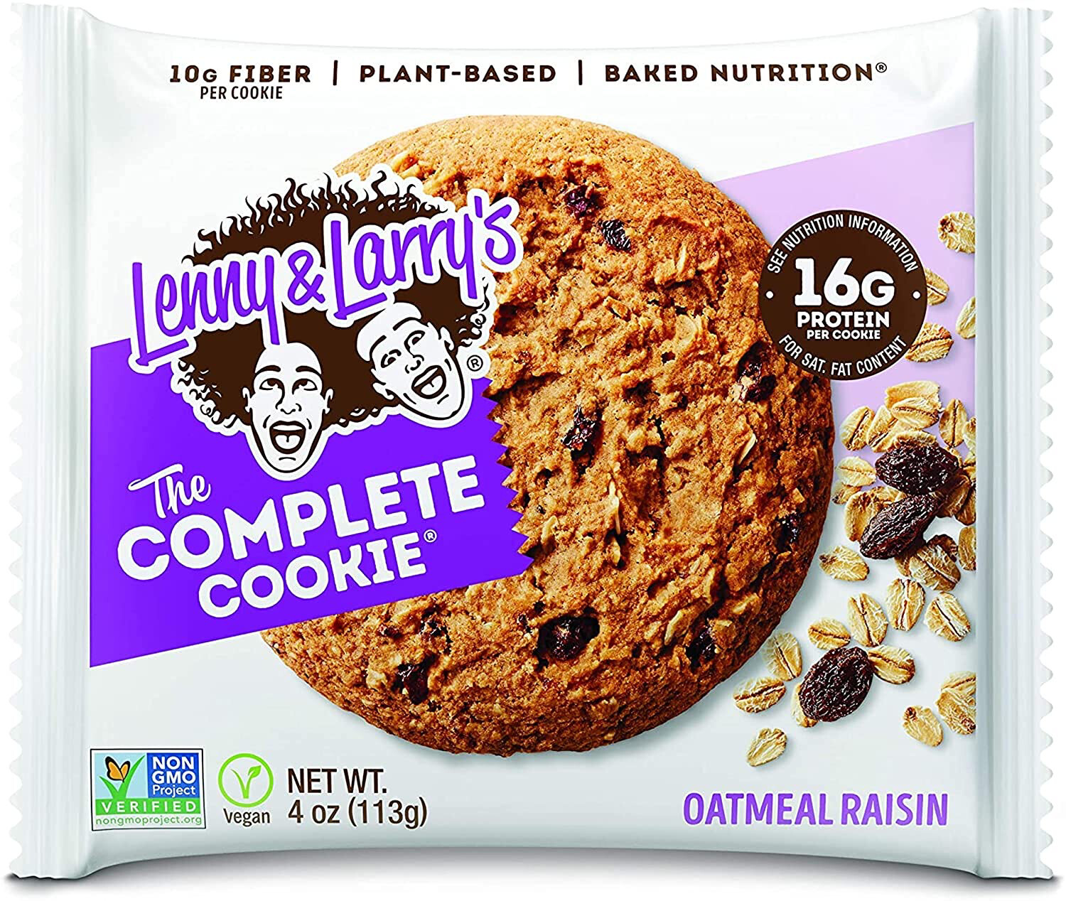 Lenny & Larry’s The Complete Cookie Oatmeal Raisin Plant Based 16 g Protein Vegan 