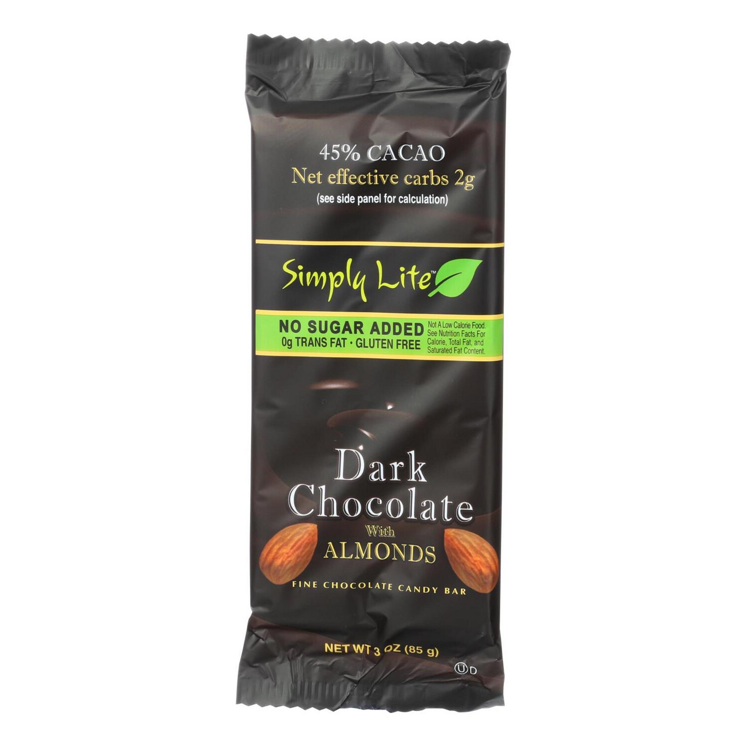 Simply Lite Sugar Free Dark Chocolate  with Almonds Confectionery 40% Cacao