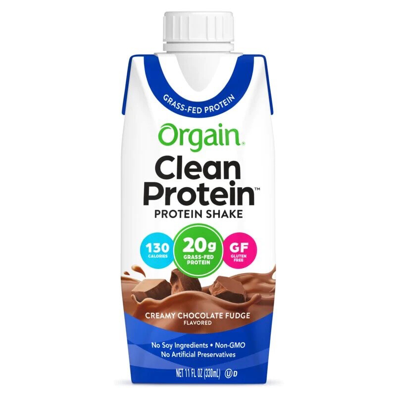 Orgain Grss Fed Protein Complete Protein Milk Shake 130 calories Chocolate