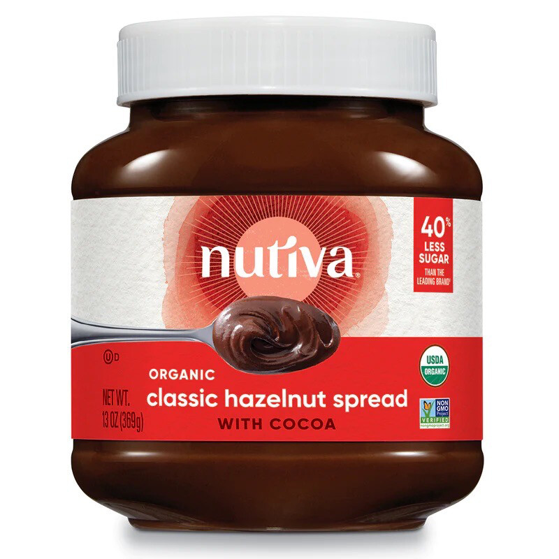Nutiva Organic Hazelnut Spread Classic 40% Less Sugar VEGAN 