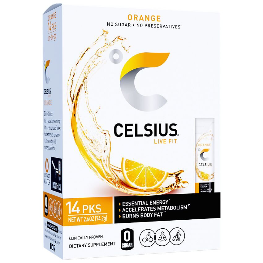 Celsius Live Fit Orange No Sugar 14 Pack