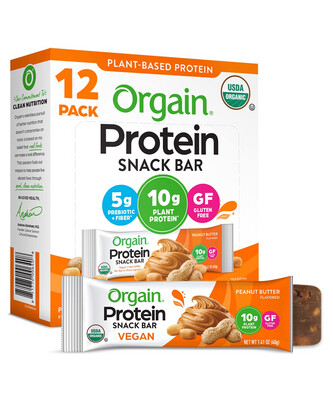 Orgain Protein Snack Bar Peanut Butter Vegan Glluten Free 12 pack 