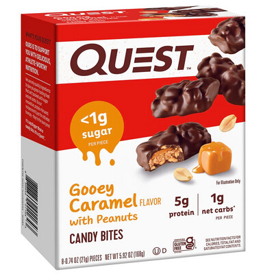 Quest Gooey Caramel with Peanuts Candy Bites 5g Pro 8 pack 