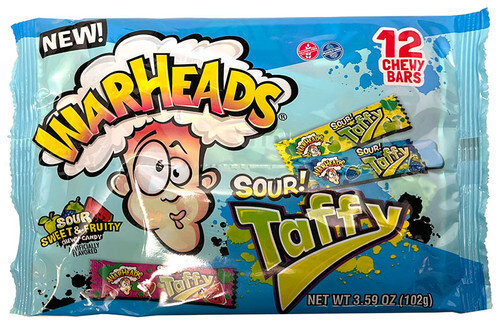 Warheads Sour Taffy 12 Chewy Bars Sweet &amp; Fruity 