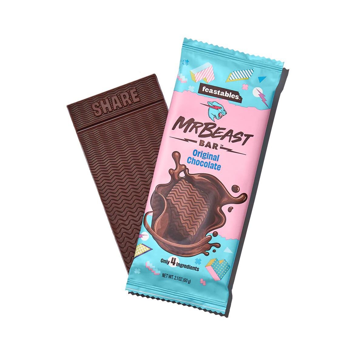 Feastables Mr Beast Bar Original Chocolate Only 4 Ingredients 