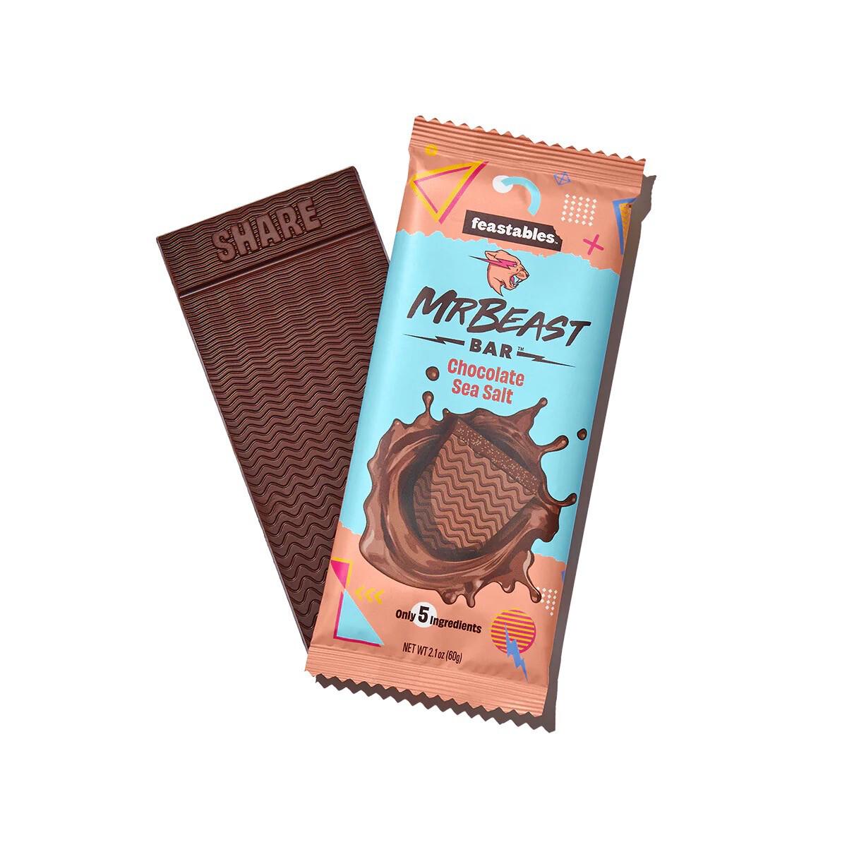 Feastables Mr Beast Bar Chocolate Sea Salt Made with only 5 Ingredients 