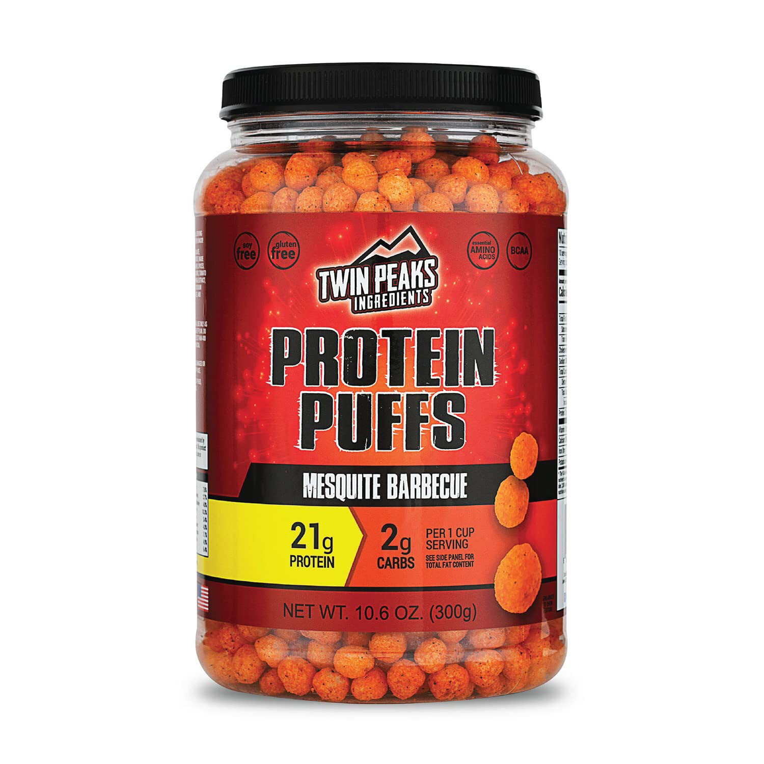Twin Peaks Protein Puffs Mesquite Barbecue Jar 21g Pro 