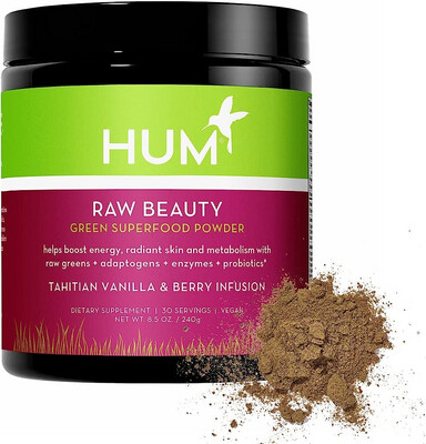 Hum Raw Beauty Green Superfood Powder Tahitian Vanilla & Berry Infusion 