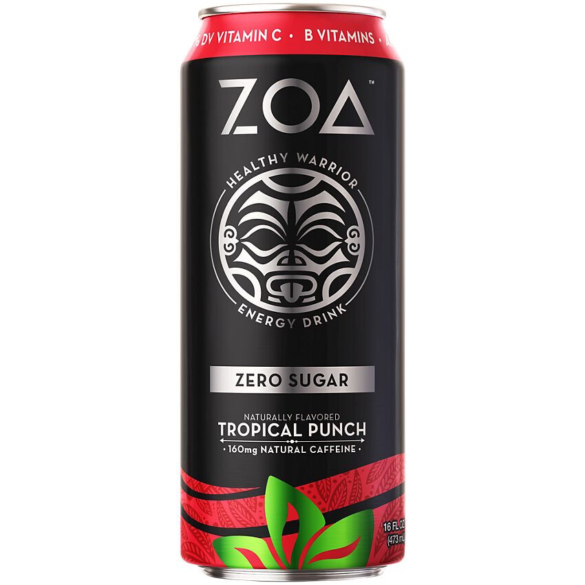 Zoa Zero Sugar Healthy Warrior Energy Drink Tropical Punch 