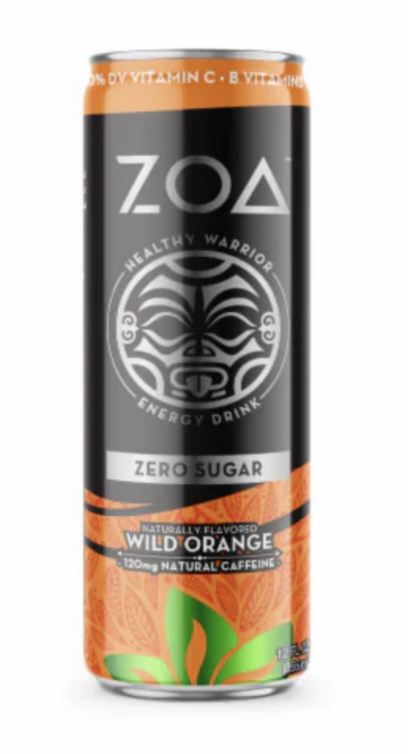 Zoa Zero Sugar Healthy Warrior Energy Drink Wild Orange 