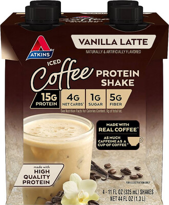 Atkins Iced Vanilla Latte Protein Shake 4 pack 