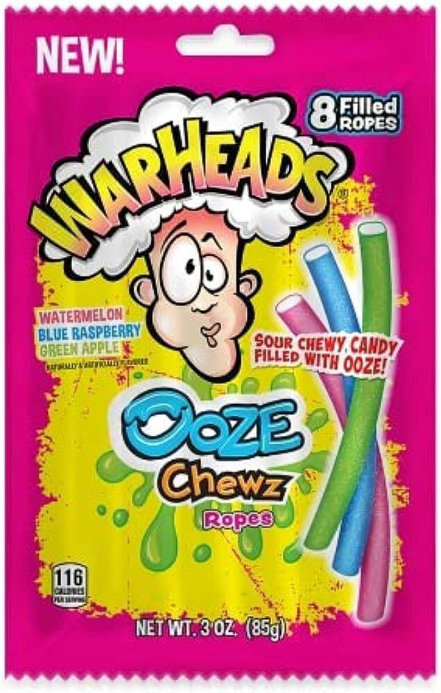 Warheads Ooze Chews Ropes 8 Filled Ropes 