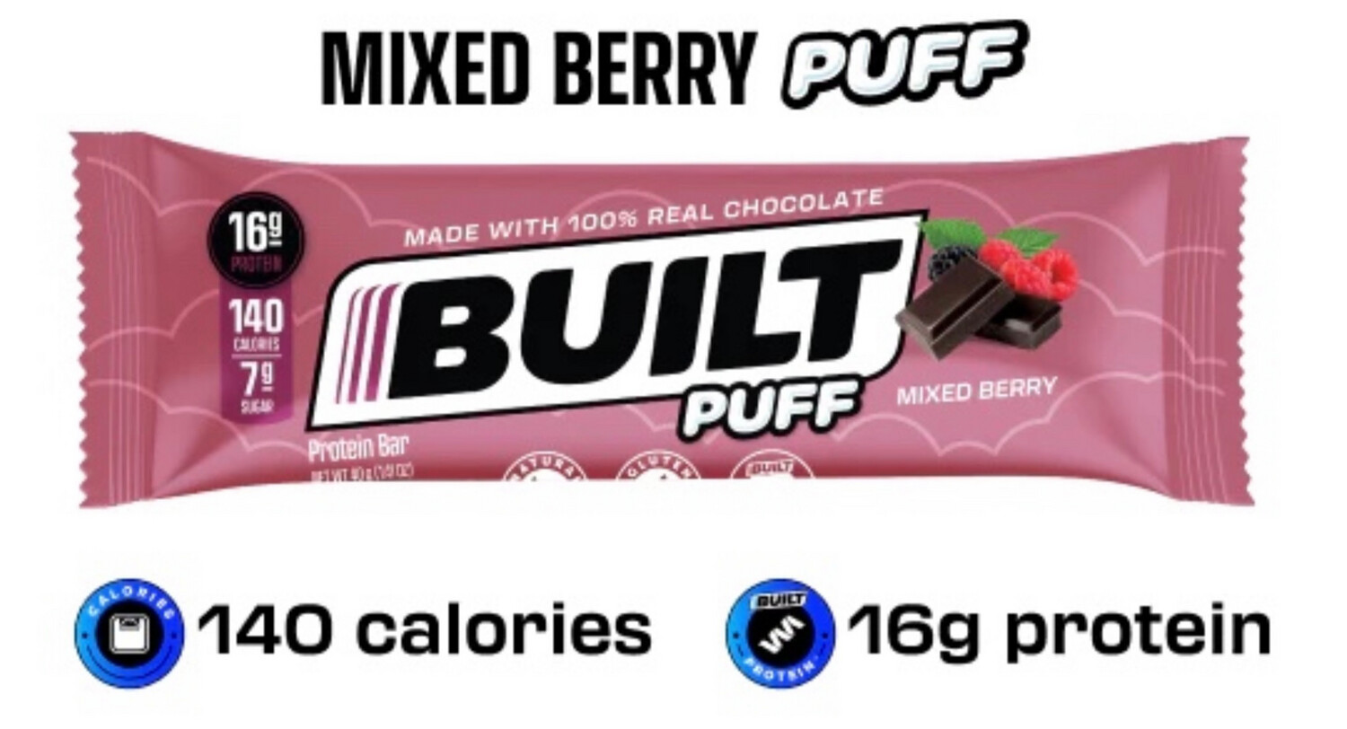 Built Bar Protein Bar Mixed Berry Puff 16g Protein 