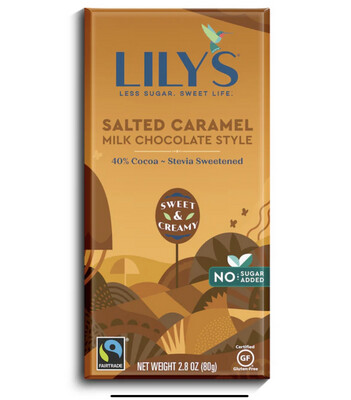 Lily’s Salted Caramel Milk Chocolate Style Stevia Sweetened No Sugar Added 