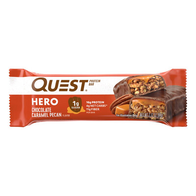 Quest Hero Protein Bar Crispy Chocolate Caramel Pecan 