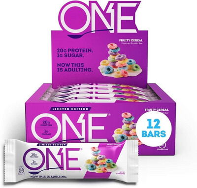 One Protein Bar Fruity Cereal 20g Pro Gluten Free 12 pack 