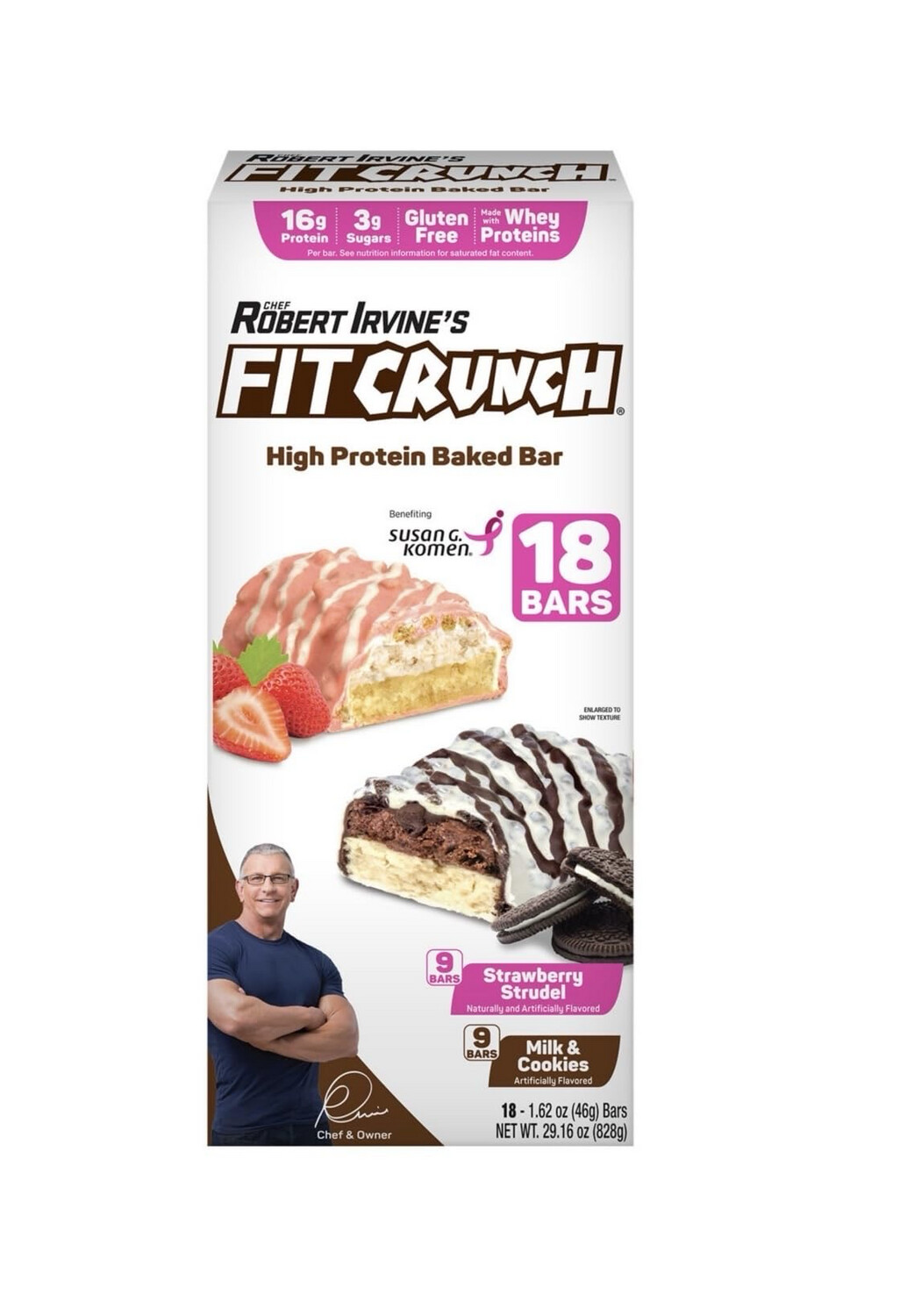 Fit Crunch High Protein Baked Bars Strawberry Strudel &amp; Milk and Cookies 18 Bars
