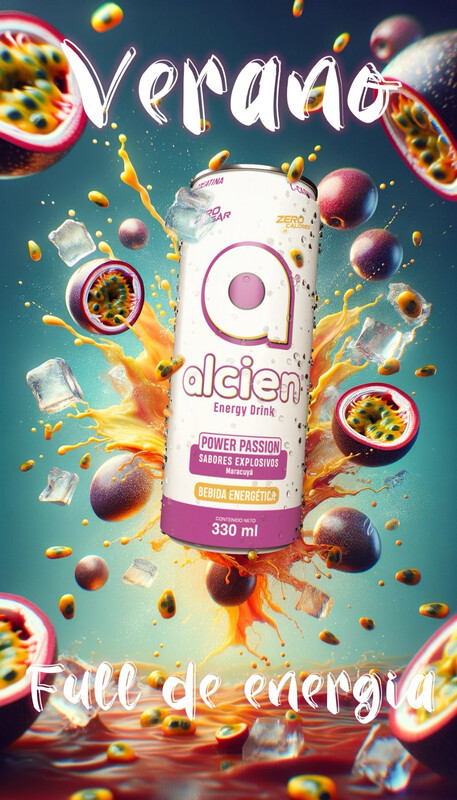 Alcien Energy Drink Power Passion Maracuya Sabores Explosivos  Sin azucar 