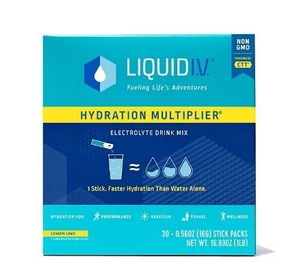 Liquid IV Hydration Multiplier Electrolyte Drink Mix Lemon Lime 30 on the Go