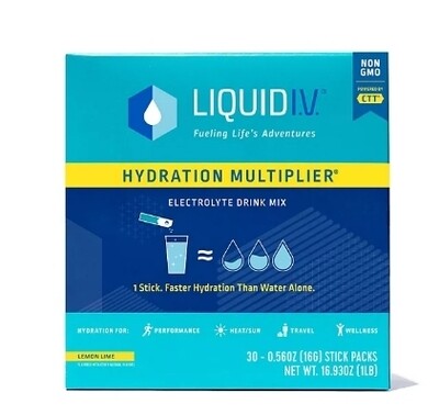 Liquid IV Hydration Multiplier Electrolyte Drink Mix Lemon Lime 30 on the Go