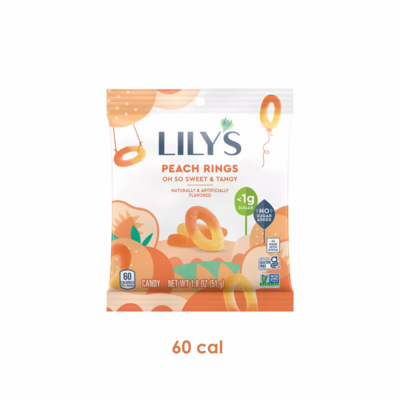 Lily’s Peach Rings Oh So Sweet & Tangy No Sugar Added 