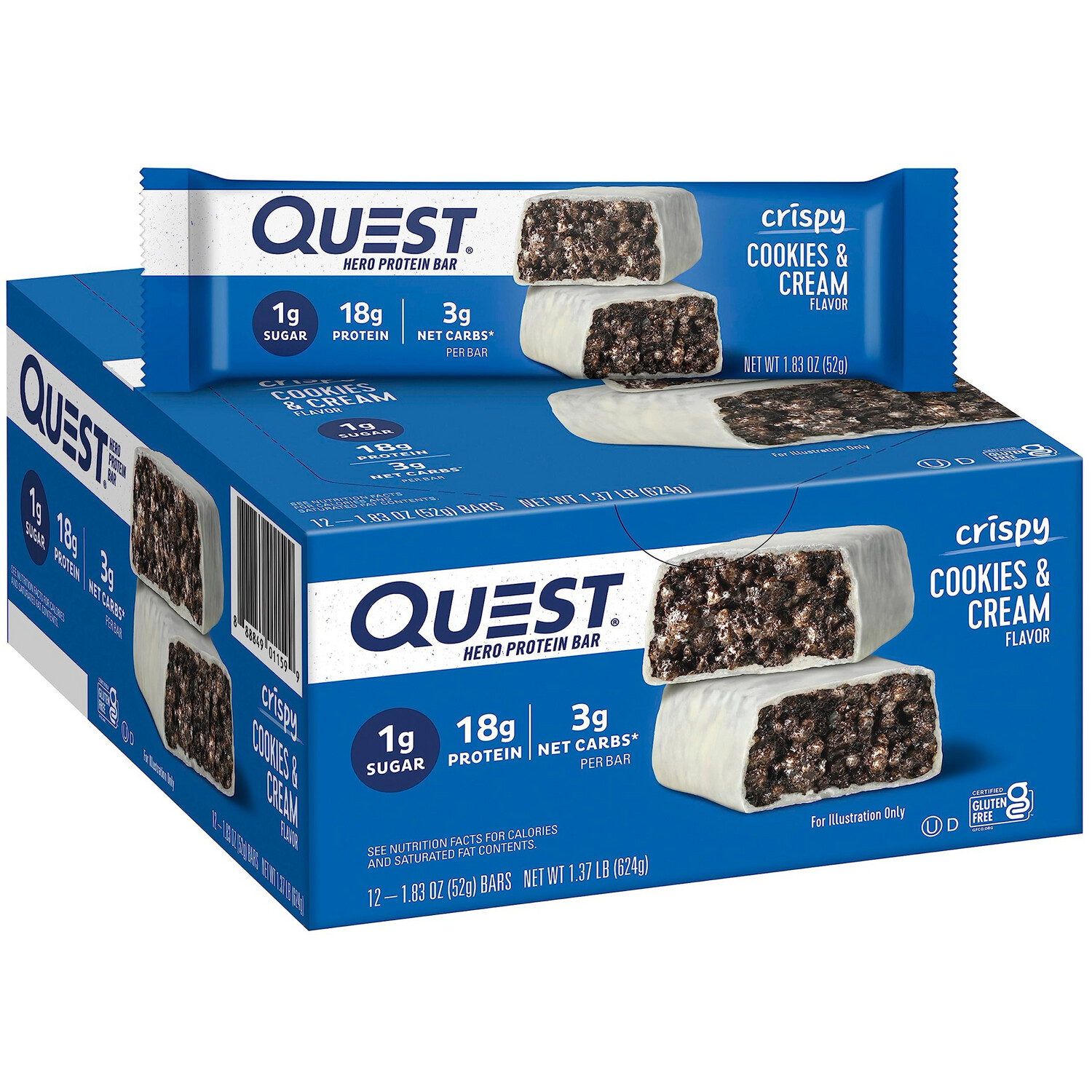 Quest Hero Protein Bar Crispy Cookies &amp; Cream 12 pack