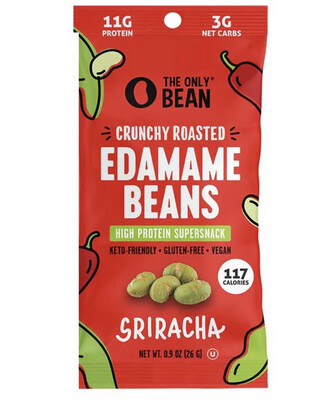 The Only Bean Crunchy Roasted Edamame Beans Sriracha High Protein Supersnack 0.9 oz 