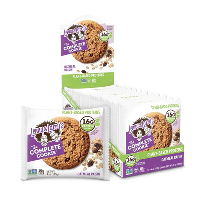 Lenny &amp; Larry’s The Complete Cookie Oatmeal Raisin Plant Based 16 g Protein Vegan 12 pack 