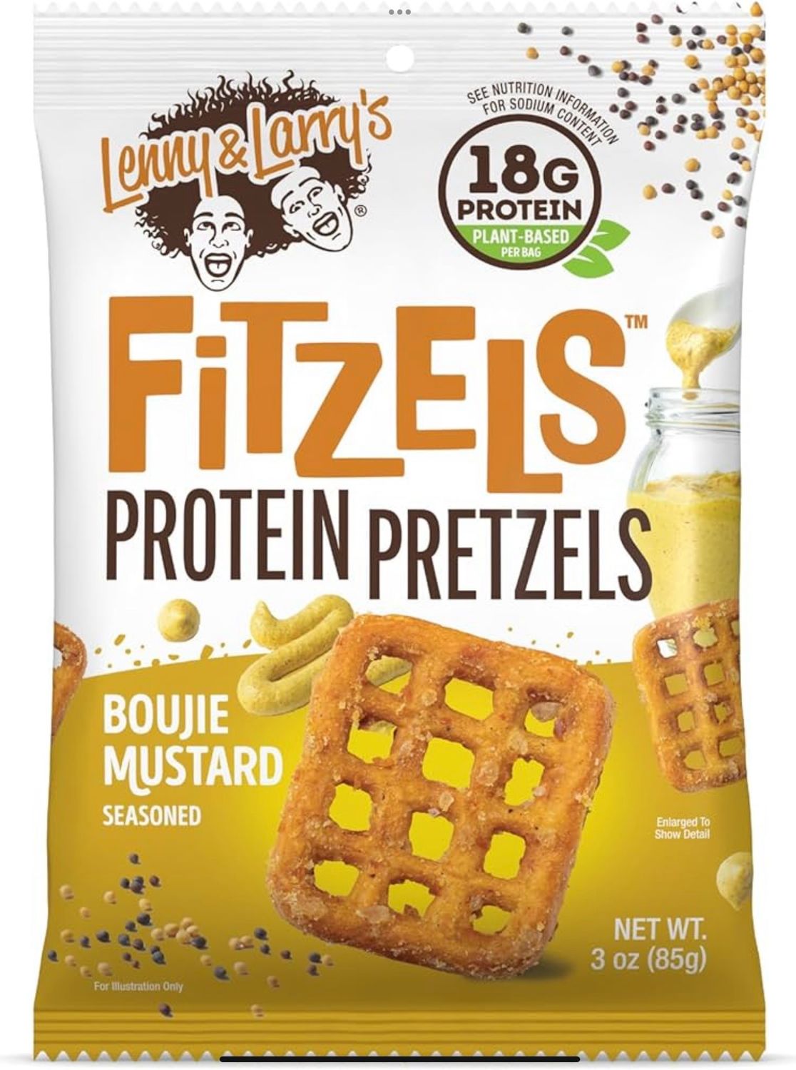 Lenny &amp; Larry’s Fitzels Protein Pretzels Boujie Mustard 3 oz 