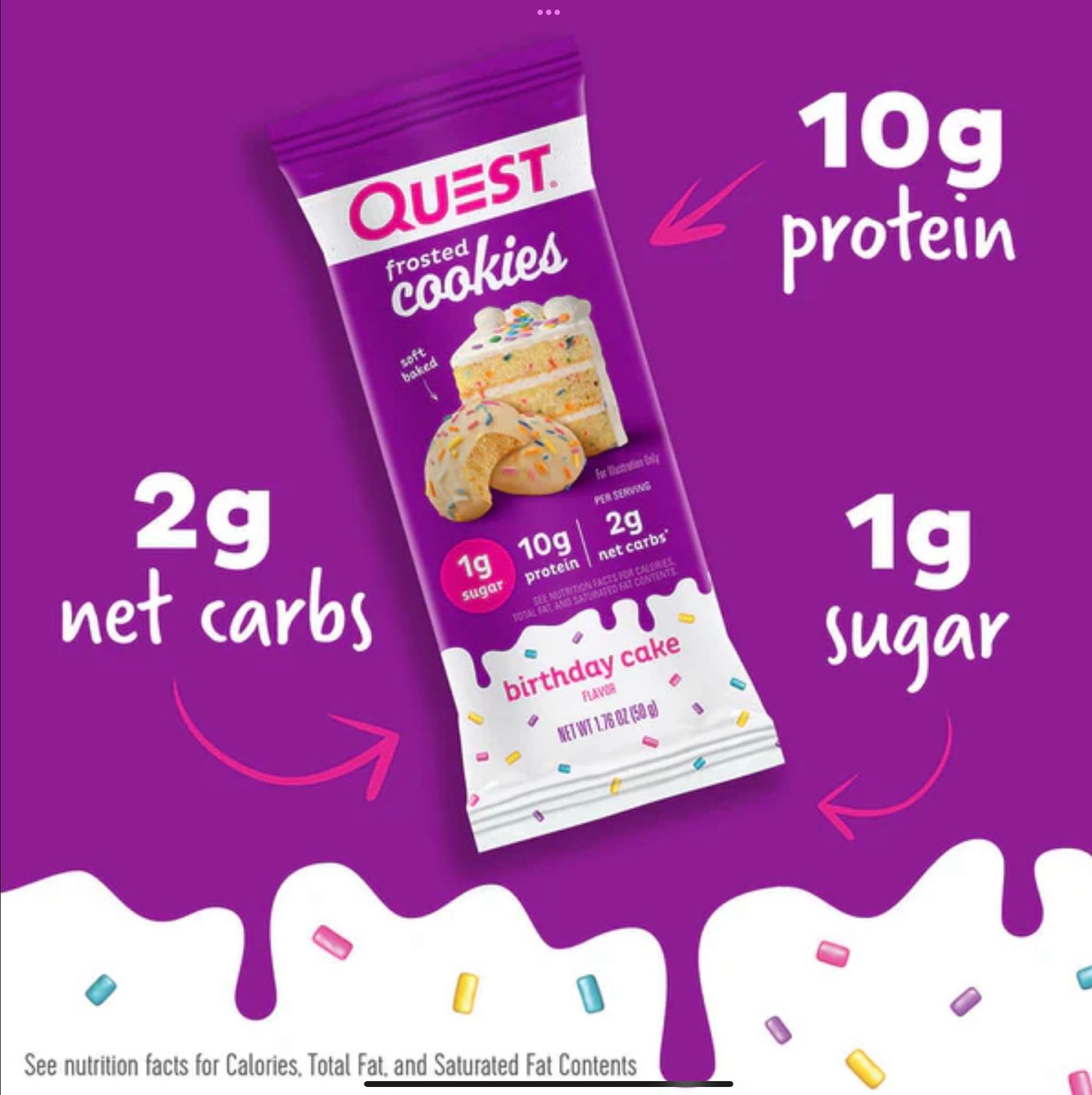 Quest Nutrition Frosted Cookies Birthday Cake 10g Pro