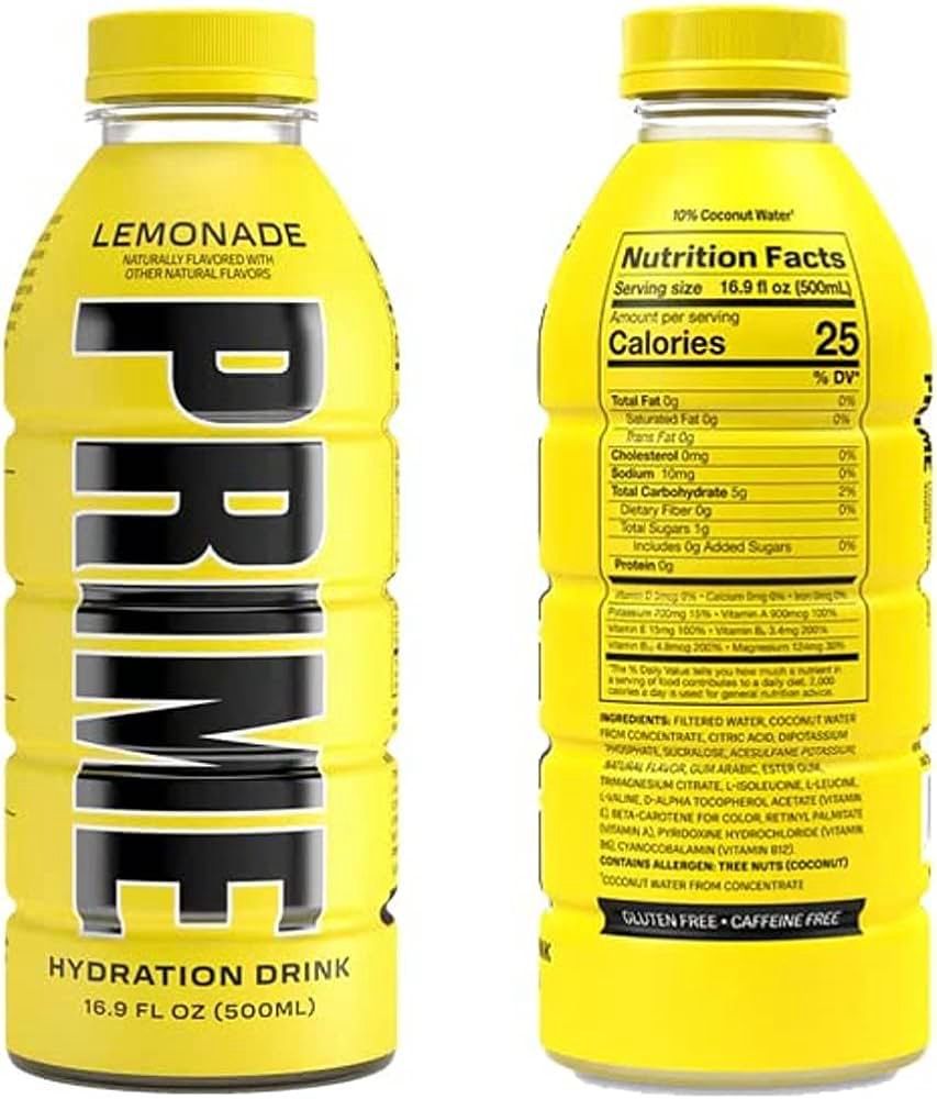 Prime Hydration Drink Lemonade 16.9 fl oz  by Logan Paul and KSI