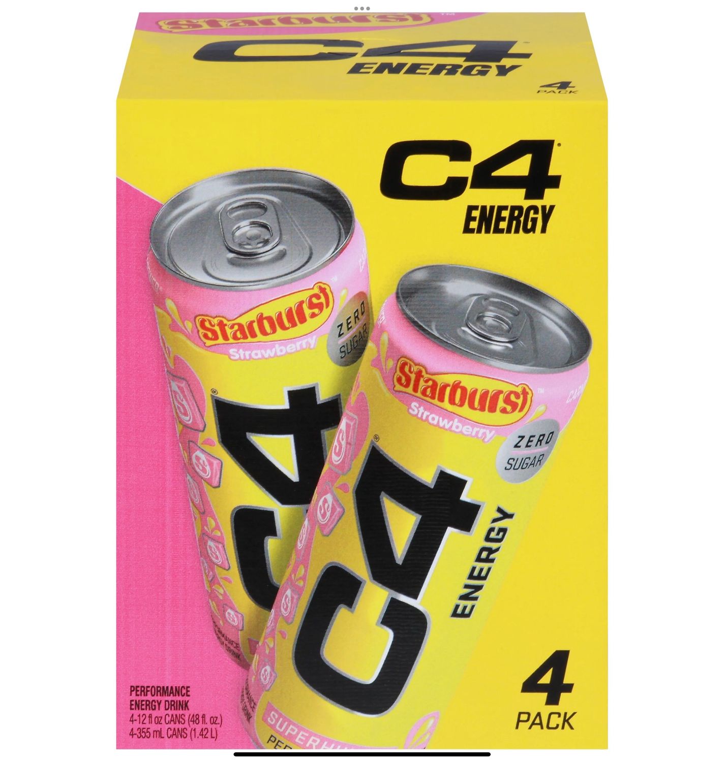 C4 Energy Starburst Original Strawberry Zero Sugar 12 fl oz 