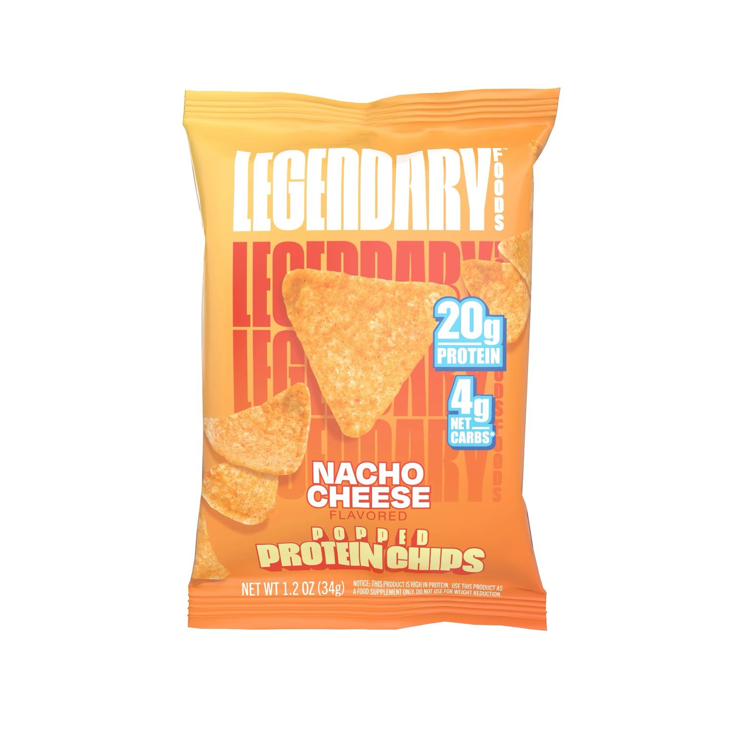 Legendary Foods Popped Protein Chips 20g Pro Nacho Cheese Gluten Free 