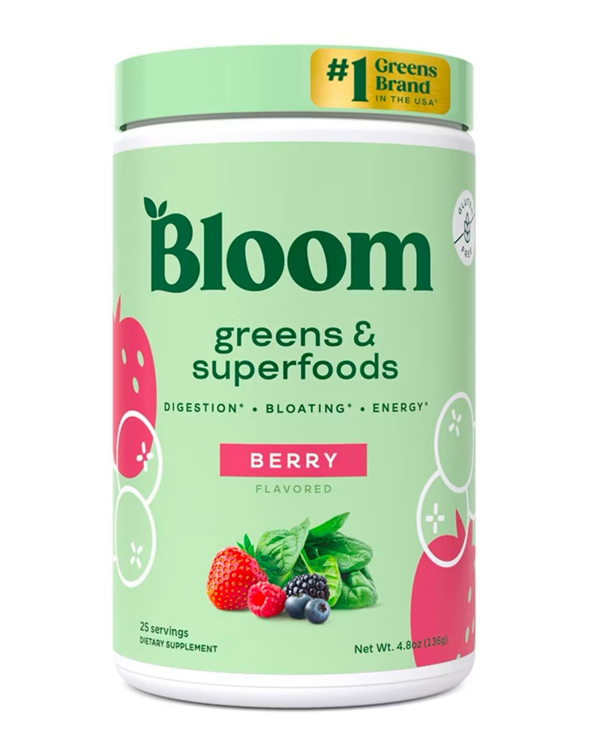 Bloom Greens &amp; Superfoods Berry Gluten Free 25 servings 