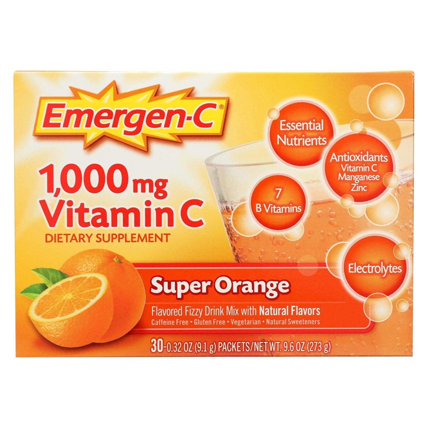 Emergen-C 1000mg Vitamin C Super Orange 30 pack 