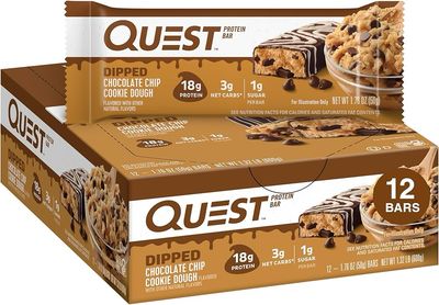 Quest Dipped Chocolate Chip Cookie Dough Protein Bar 12 pack 