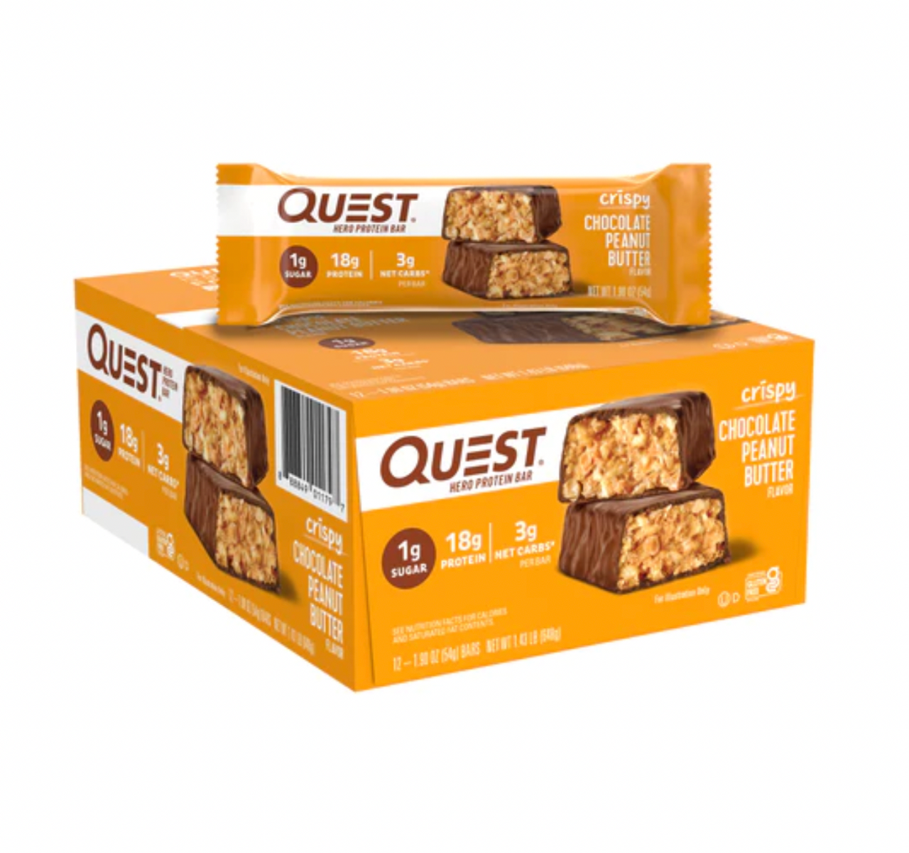 Quest Hero Protein Bar Crispy Chocolate Peanut Butter 12 pack 