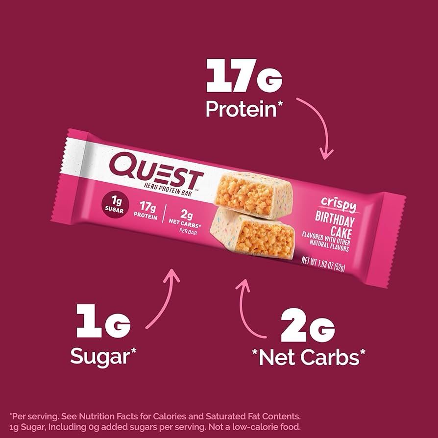 Quest Hero Protein Bar Crispy Birthday Cake 
