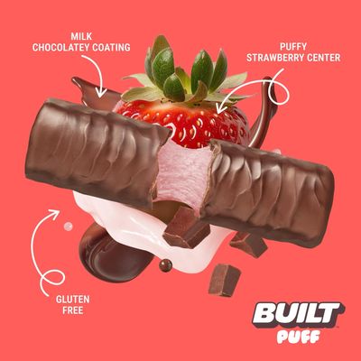 Built Bar Puffs Salted Strawberry Milk Chocolate 17g Pro 