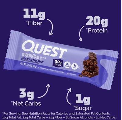 Quest Overload Chocolate Explosion Protein Bar 20g 