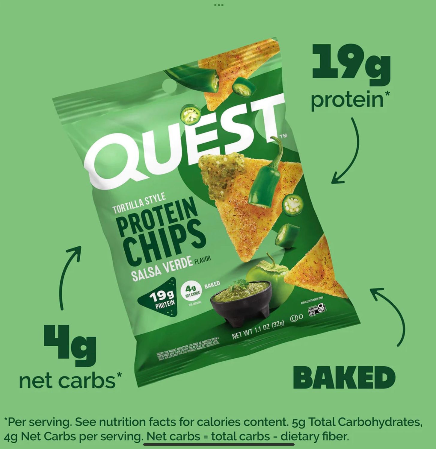 Quest Tortilla Style Protein Chips Salsa Verde 