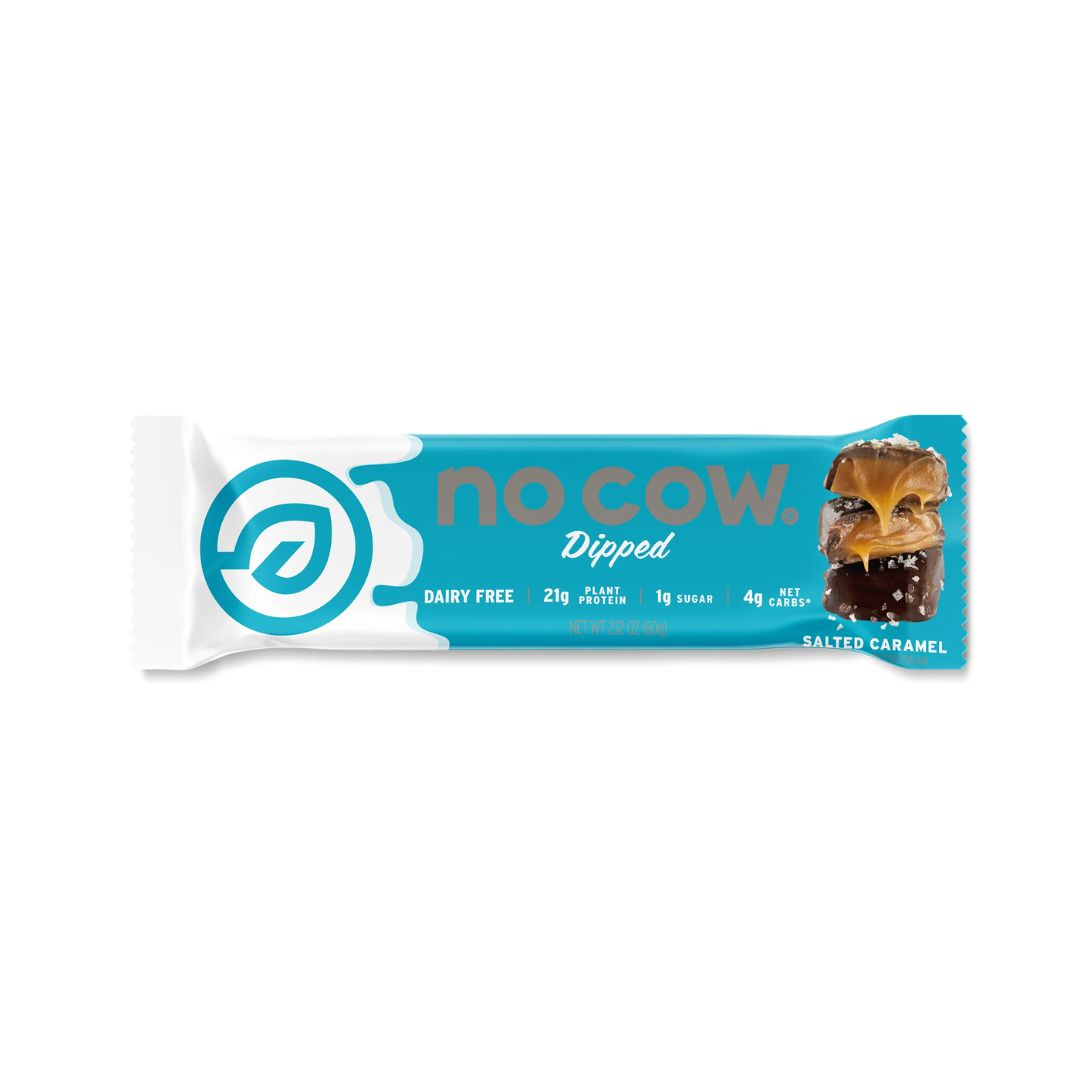 No Cow VEGAN Dipped Protein Bar Chocolate Salted Caramel 20g Pro 12 pack