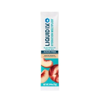 Liquid IV Hydration Multiplier Electrolyte Drink Mix SUGAR FREE White Peach Single Pack