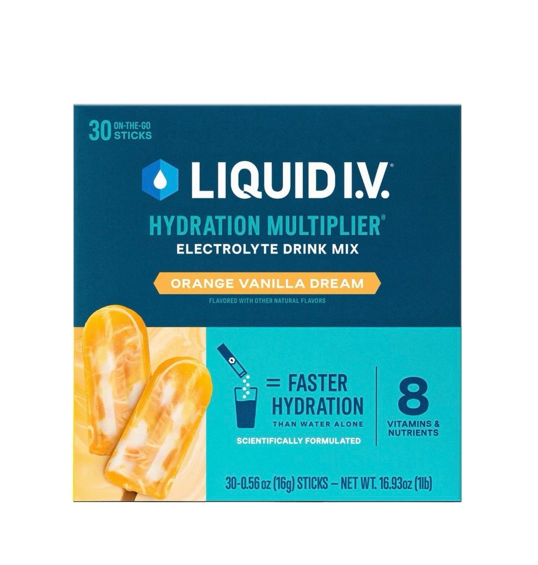 Liquid IV Hydration Multiplier Electrolyte Drink Mix Orange Vanilla Dream  30 on the Go