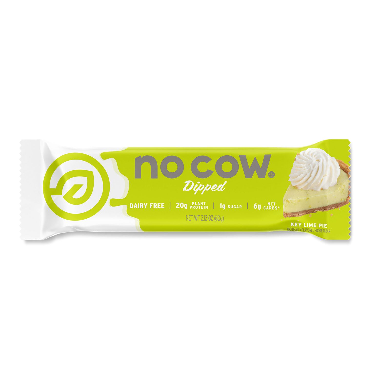 No Cow VEGAN Dipped Protein Bar Key Lime Pie 20g Pro 12 pack