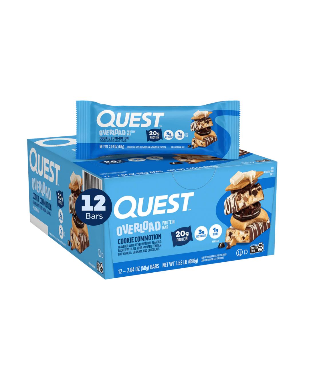 Quest Overload Cookie Commotion Protein Bar 20g 12 pack 