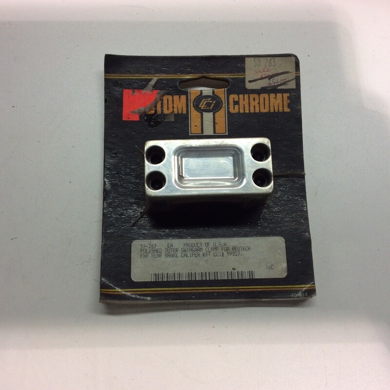 59-263 CUSTOM CHROME POLISHED OUTER SWINGARM CLAMP FOR REVTECH FXR BRAKE CALIPER KIT CCI #59027