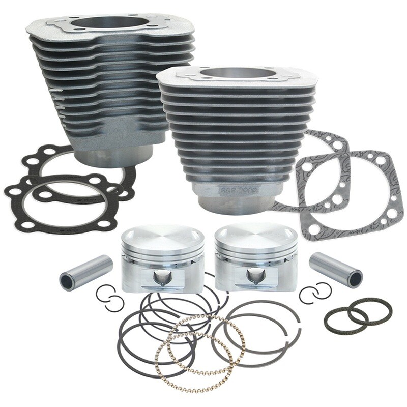88" 3 5/8" Big Bore Cylinder and Piston Kit for 1984-'99 Big Twins with Stock Heads - Natural Aluminum Finish