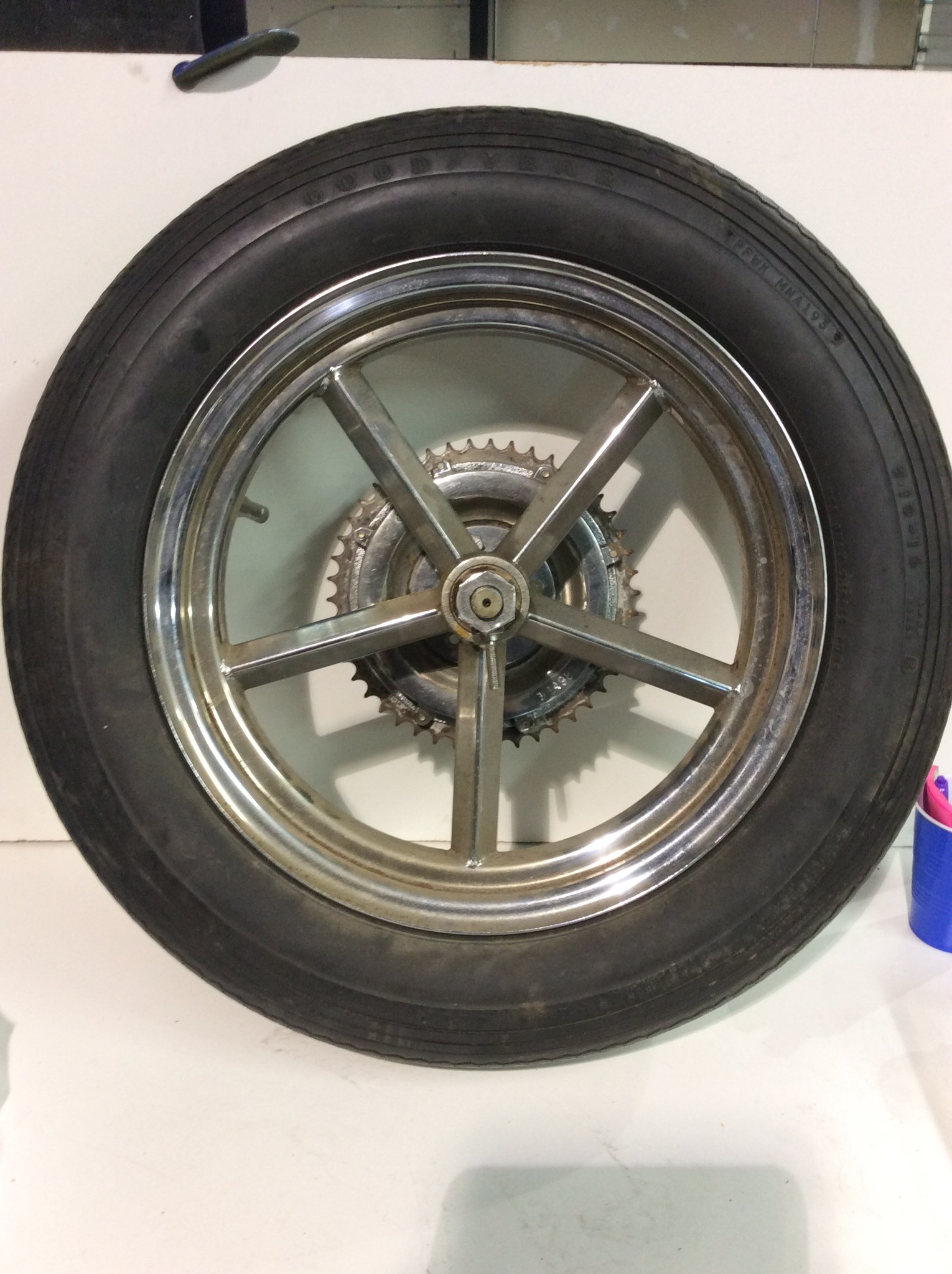 Invader Spoke 16" X 3" Inch Rear Wheel WITH BRAKE DRIVE SPROCKET TIRE