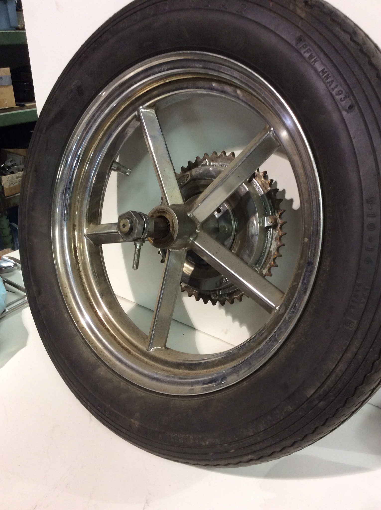 Invader Spoke 16" X 3" Inch Rear Wheel WITH BRAKE DRIVE SPROCKET TIRE